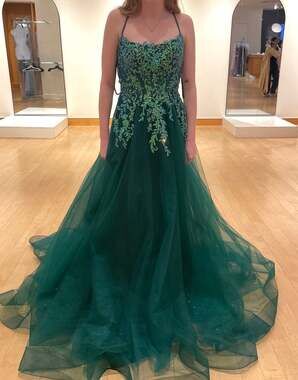 Nox Anabel H1464 Hunter Green Sequin Embroidered size 00 Tulle Ball Gown